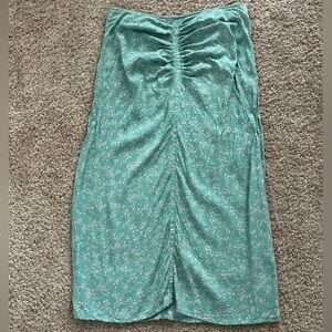 Rouje Floral Ruched Front Midi Skirt